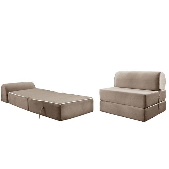 Sofá Cama p/Sala New Extra Suede Capuccino - Paropas