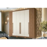 Guarda Roupa Casal 6 Portas e 4 Gavetas c/ Pés Buriti jatoba/Areia - Santos Andirá