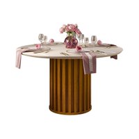 Mesa de Sala Jantar Viena + Tampo Madeirado 136cm Freijó/Off White - DJ Móveis