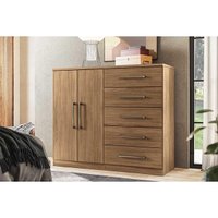 Cômoda de Quarto Málaga Gold 2 Portas e 5 Gavetas c/ Pés Jatoba - Santos Andirá