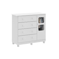 Cômoda Infantil Uli c/ 1 Porta Cristal e 4 Gavetas Branco - Peroba