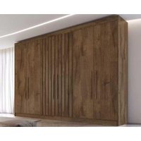 Guarda Roupa 6 Portas c/ 2 Ripadas e 6 Gavetas Potente Braúna - Europa