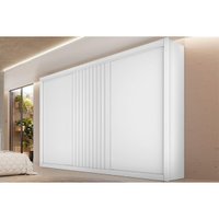 Guarda Roupa 3 Portas de Correr 1 Ripada e 6 Gavetas Vitória Branco Acetinado - Europa