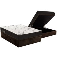 Cama Box Baú Casal: Colchão Espuma D45 Ortobom Ligh Saúde Ortopillow + Base CRC Suede Brown(138x188)