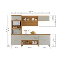 Cozinha Modulada Nesher Princesa  4 Peças (2 Balcões + Aéreo + Paneleiro) C4P15 Freijo/Off White