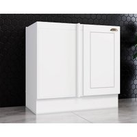 Balcão de Cozinha Modulado  Canto Reto Americana c/ 1 Porta s/ Tampo Branco - Henn