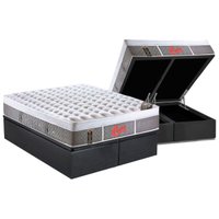 Cama Box Baú King: Colchão Molas Castor Pocket Light Stress Oxygen New Plush Visco + Base CRC Suede Gray(193x203)