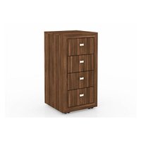 Multiuso Escritório ME4133 c/ 4 Gavetas e Rodízios Nogal - Tecno Mobili