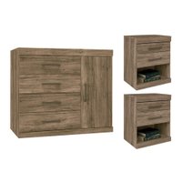 Cômoda de Quarto 3 Peças (1 Cômoda + 2 Mesas Cabeceira) QS82 Atacama - Santos Andirá