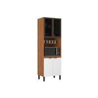 Torre Quente de Cozinha Paneleiro Firenze Forno c/ Prateleira 4 Portas c/ 2Vidro 70x218cm Amendola/Branco - Demóbile
