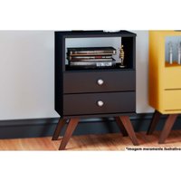 Mesa Lateral p/ Sala RT3103 c/ 2 Gavetas Preto - Movelbento