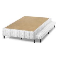 Cama Box Base c/Auxiliar Universal Casal Bordado White (138x188x25) - Anjos