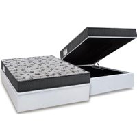 Cama Box Baú Casal: Colchão Anatômico Ortobom D33 / EP ISO 100 Ultra Firme + Base CRC Courano White(138x188)