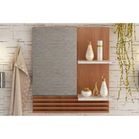 Armário p/ Banheiro Espelheira Suspensa BN3614 cor Amendoa/Marmore Branco - Tecno Mobili