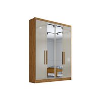 Guarda Roupa 4 Portas  e 3 Gavetas c/ Espelho Moderni Freijó/FendiOff - Novo Horizonte