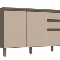 Gabinete de Cozinha Modulado Balcão Connect c/ 3 Portas e 2 Gavetas p/ Pia 120cm Off White - Henn
