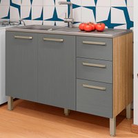 Balcao Para Pia 120cm 3 Portas 2974 Freijo Gris KTP