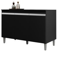 Balcao Para Pia 120 cm 3 Portas Manu Preto REAJL