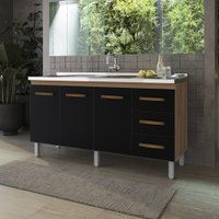 Balcao Sem Tampo Para Pia 150cm 9130 Savana Preto Mobbs