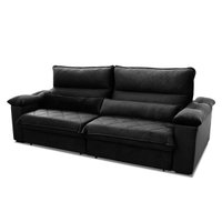 Sofá Retrátil Reclinável Grécia 3,00m Suede Velut Preto Molas no Assento - King House