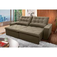 Sofá Retrátil Reclinável Islândia 2,10m Suede Velut Bege Molas no Assento - King House