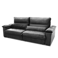 Sofá Retrátil Reclinável Grécia 3,00m Suede Velut Cinza Molas no Assento - King House