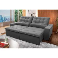 Sofá Retrátil Reclinável Islândia 2,10m Suede Velut Cinza Molas no Assento - King House