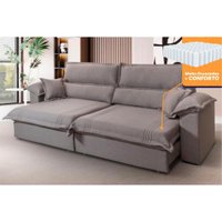 Sofá Retrátil Reclinável 2,30m Nivus Marrom Molas Ensacadas - King House