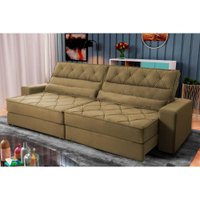 Sofá Retrátil Reclinável 2,50m Albany Suede Velut Bege Molas Ensacadas - King House