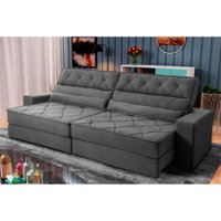 Sofá Retrátil Reclinável 2,50m Albany Suede Velut Cinza Molas Ensacadas - King House