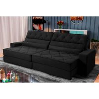 Sofá Retrátil Reclinável 2,50m Albany Suede Velut Preto Molas Ensacadas - King House