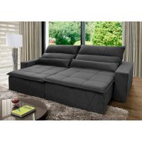 Sofá Retrátil Reclinável Amsterdam 2,50m Suede Velut Cinza Molas no Assento - King House