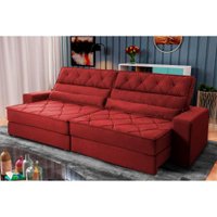 Sofá Retrátil Reclinável 2,50m Albany Suede Velut Vermelho Molas Ensacadas - King House