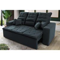 Sofá Retrátil Reclinável Europa 2,00m Suede Velut Cinza Molas Espirais - King House