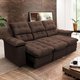 Sofá Retrátil Reclinável Atenas 2,30m Suede Velut Marrom Molas no Assento - King House