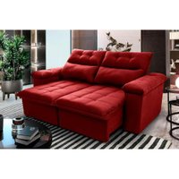 Sofá Retrátil Reclinável Verona 2,00m Suede Velut Vermelho Molas no Assento - King House