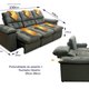Sofá Retrátil Reclinável Atenas 2,30m Suede Velut Cinza Molas no Assento - King House