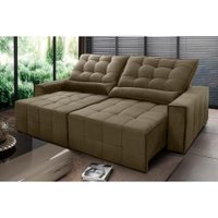 Sofá Retrátil Reclinável Alaska 2,50m Suede Velut Bege Molas no Assento - King House