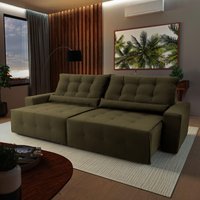 Sofá Retrátil Reclinável Montebello 2,70m Suede Velut Tabaco Molas no Assento - King House