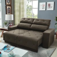 Sofá Retrátil Reclinável Belga 1,80m Suede Velut Tabaco Molas no Assento