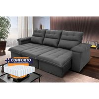 Sofá Retrátil Reclinável Verona 2,30m Suede Velut Cinza Molas Ensacadas - King House