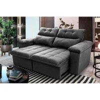 Sofá Retrátil Reclinável Verona 1,80m Suede Velut Cinza Molas no Assento - King House