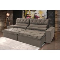 Sofá Retrátil Reclinável França 2,70m Suede Velut Tabaco Molas no Assento - King House