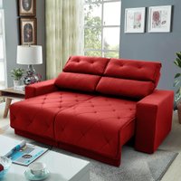 Sofá Retrátil Reclinável Belga 1,80m Suede Velut Vermelho Molas no Assento