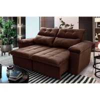 Sofá Retrátil Reclinável Verona 1,80m Suede Velut Marrom Molas no Assento - King House