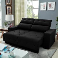 Sofá Retrátil Reclinável Belga 1,80m Suede Velut Preto Molas no Assento