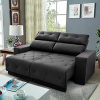 Sofá Retrátil Reclinável Belga 1,80m Suede Velut Cinza Molas no Assento