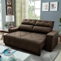 Sofá Retrátil Reclinável Belga 1,80m Suede Velut Marrom Molas no Assento