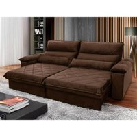 Sofá Retrátil Reclinável Grécia 2,30m Suede Velut Marrom Molas no Assento - King House