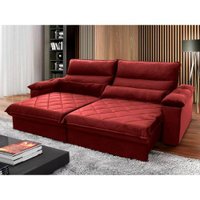 Sofá Retrátil Reclinável Grécia 2,30m Suede Velut Vermelho Molas no Assento - King House